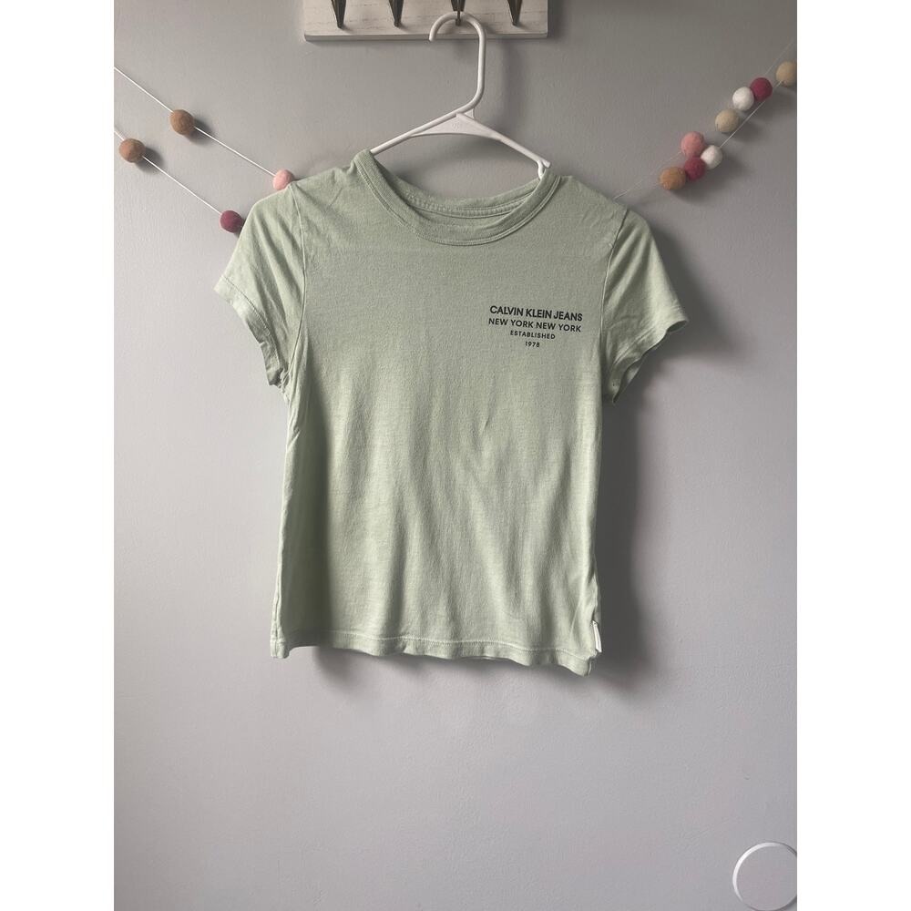 Calvin Klein Jeans Sage Green Cropped Baby Tee